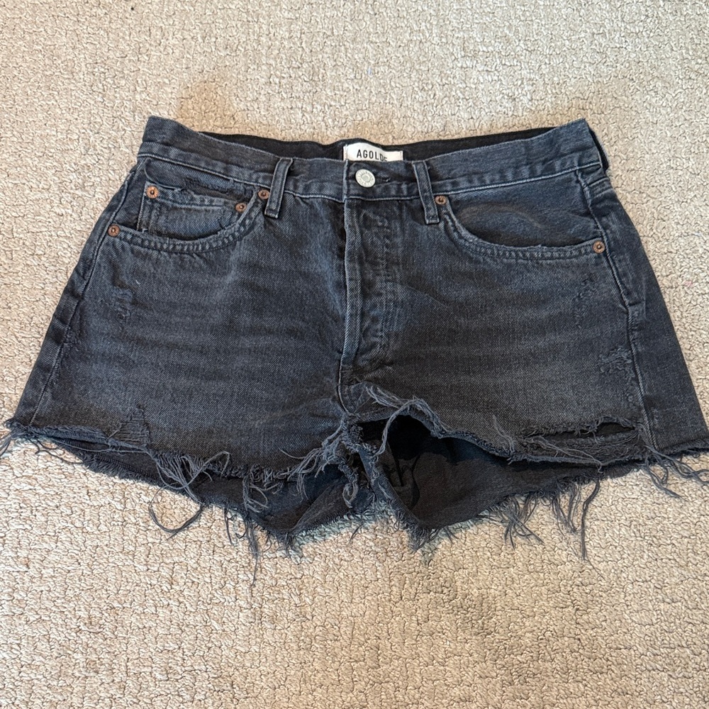 Agolde Charcoal Distressed Jean Shorts